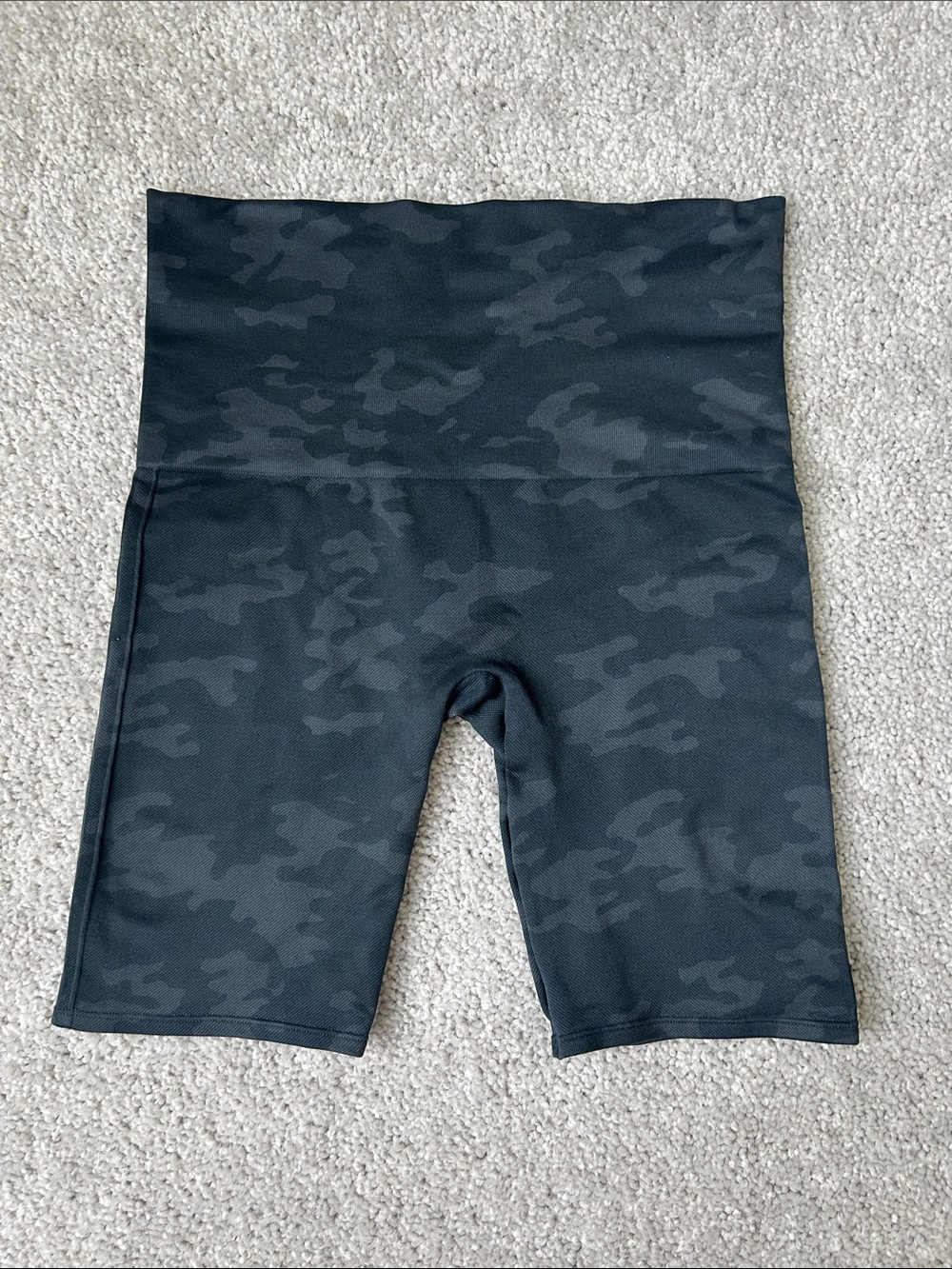 SPANX Gray Camo High-Rise Biker Shorts
